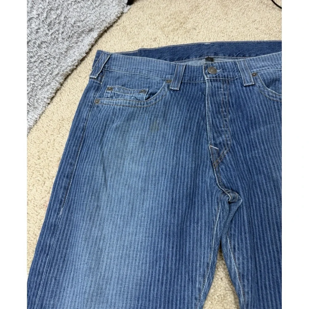 TRUE RELIGION Jeans Men's 40 Med Blue Wash Geno pinstripe Straight Leg USA Made